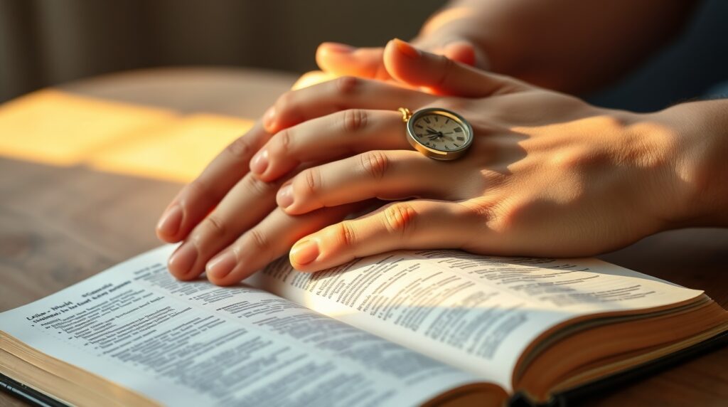 Oração para Proteção e Libertação 🙏✨ — Um Clamor Poderoso para Afastar Todo Mal🙏 oração para proteção e libertação. Mãos unidas em oração sobre uma Bíblia aberta sob luz dourada.