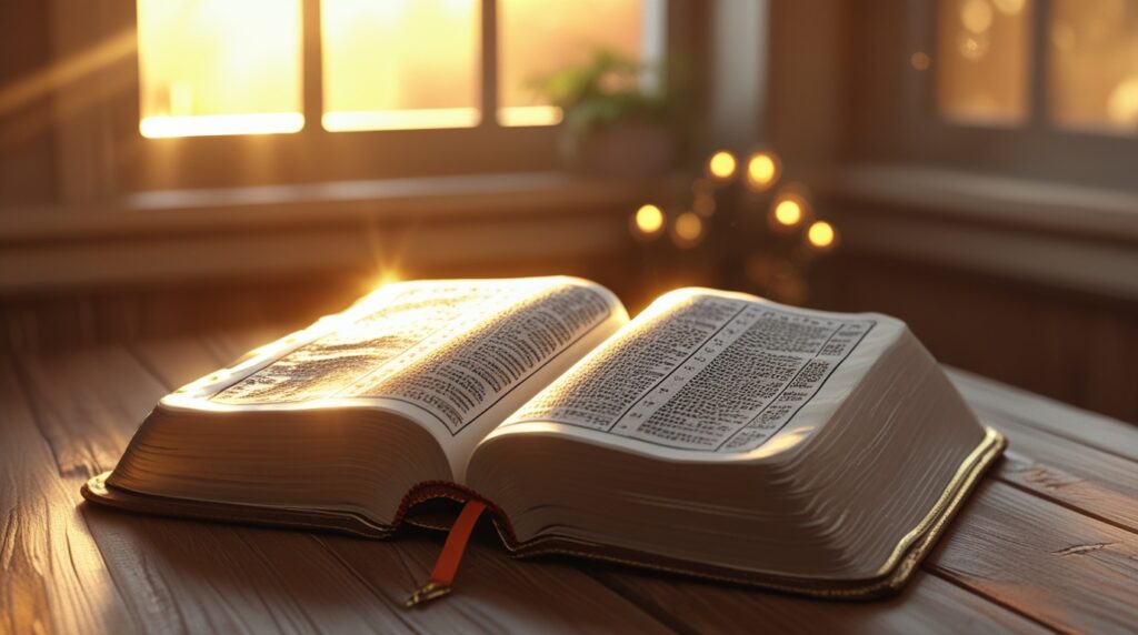 ❤️A Força da Fé Que Move Montanhas e Transforma o Impossível em Milagre✨🙏 fé que move montanhas. Bíblia aberta iluminada por luz suave simbolizando fé e direção espiritual.